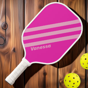 Retro Pink Sky Three Stripes with Name Pickleball Paddle