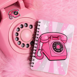 Retro Pink Sparkle Rotary Landline Phone Notebook