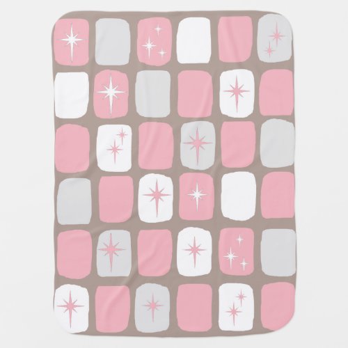 Retro Pink Starbursts Baby Blanket