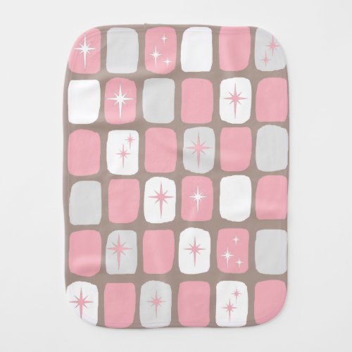 Retro Pink Starbursts Burp Cloth