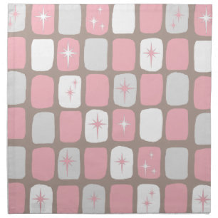 Retro Pink Starbursts Cloth Napkins