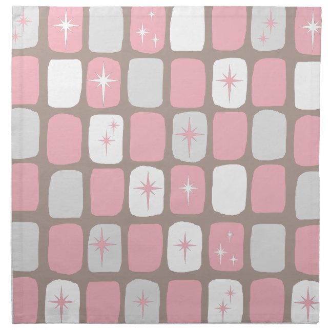 Retro Pink Starbursts Cloth Napkins (Front)