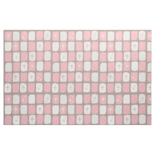 Retro Pink Starbursts Combed Cotton Fabric