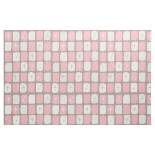 Retro Pink Starbursts Combed Cotton Fabric