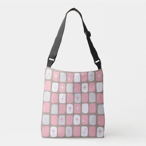 Retro Pink Starbursts Cross Body Bag