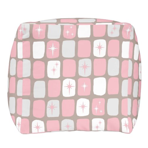 Retro Pink Starbursts Cubed Pouf