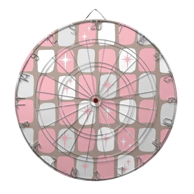 Retro Pink Starbursts Dart Board (Front)