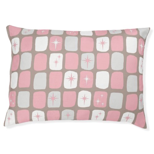 Retro Pink Starbursts Dog Bed