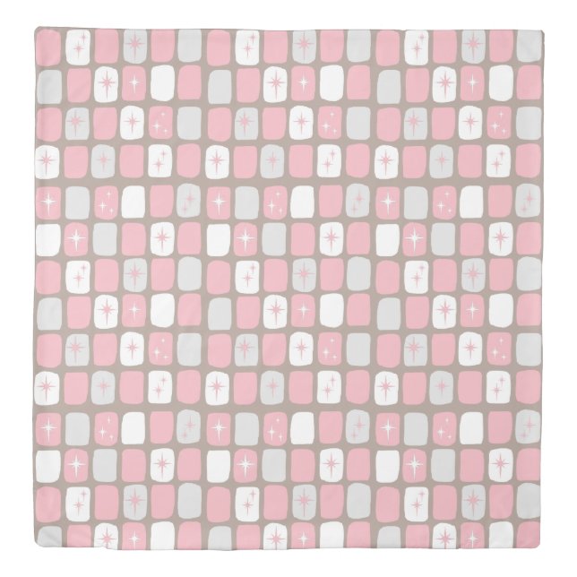 Retro Pink Starbursts Duvet Cover (Front)