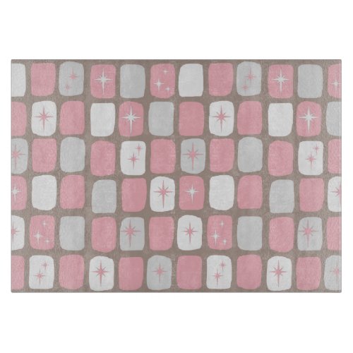 Retro Pink Starbursts Glass Cutting Board