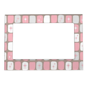 Retro Pink Starbursts Magnetic Frame