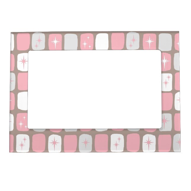 Retro Pink Starbursts Magnetic Frame (Front)