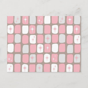 Retro Pink Starbursts Postcard