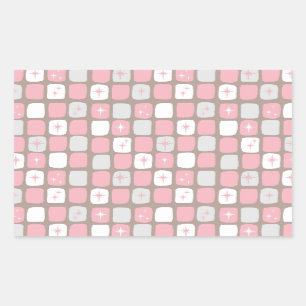 Retro Pink Starbursts Rectangle Stickers