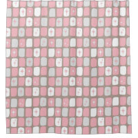 Retro Pink Starbursts Shower Curtain