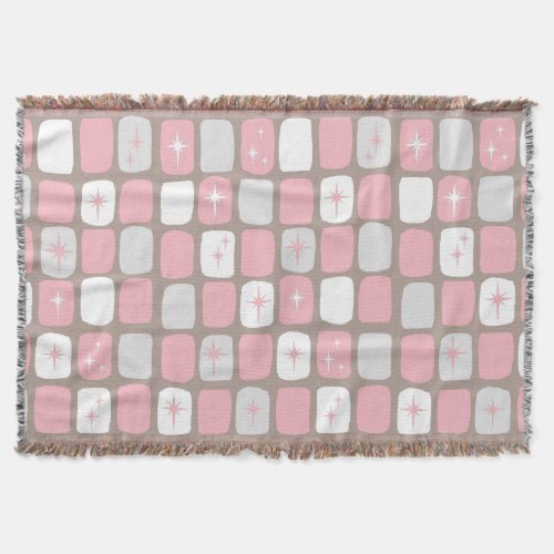 Retro Pink Starbursts Throw Blanket large print