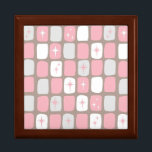 Retro Pink Starbursts Tile Gift Box<br><div class="desc">This Retro Pink and White Starbursts Tile Gift Box is so adorably space age you won’t be able to contain your enthusiasm. And, why would you want to? This 1960’s mid century modern inspired design features a dark heather grey background and rows of perfectly imperfect rectangles in turquoise, white, and...</div>