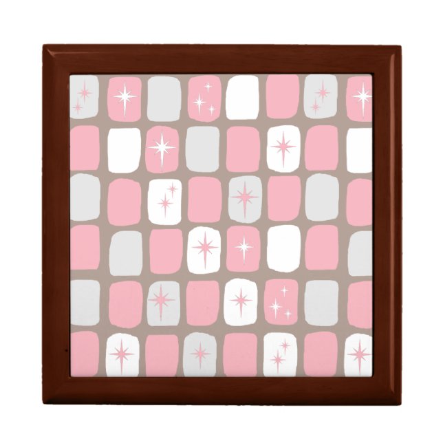 Retro Pink Starbursts Tile Gift Box (Front)