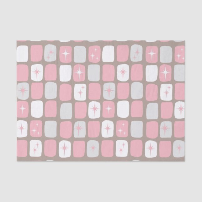 Retro Pink Starbursts Tissue Paper (Front)