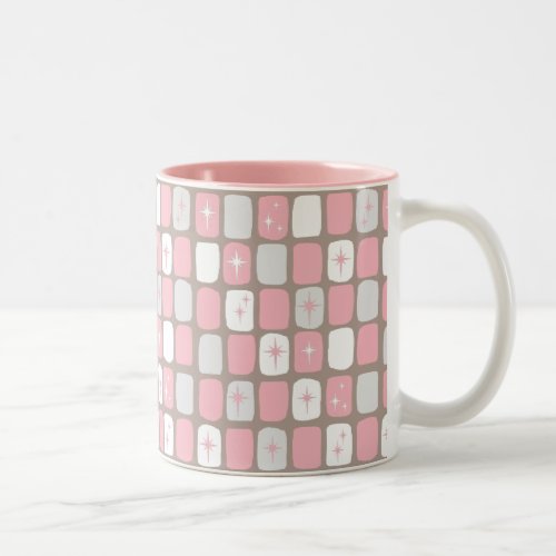 Retro Pink Starbursts Two_Tone Mug