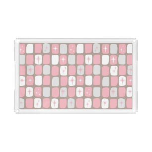 Retro Pink Starbursts Vanity Tray