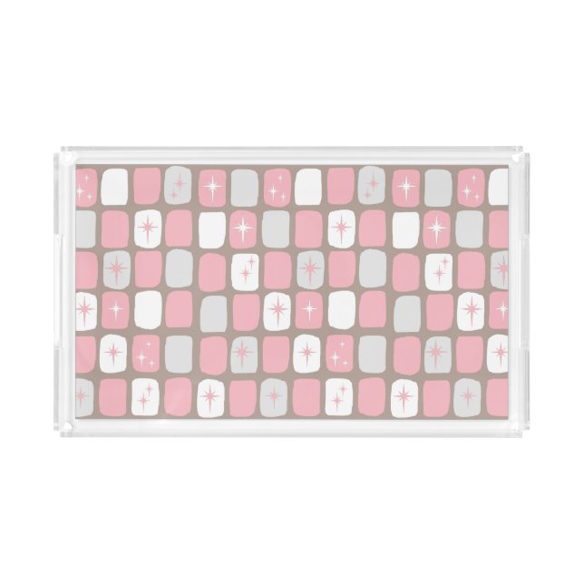 Retro Pink Starbursts Vanity Tray (Front)