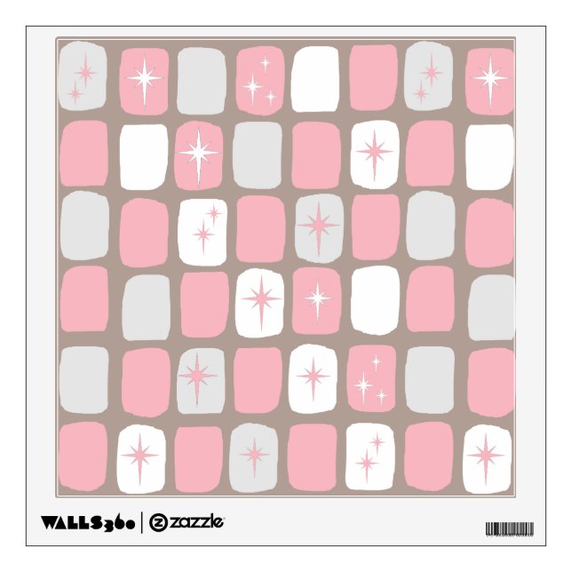 Retro Pink Starbursts Wall Decal (Front)
