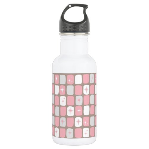 Retro Pink Starbursts Water Bottle