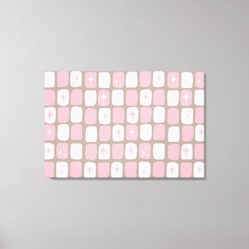 Retro Pink Starbursts Wrapped Canvas