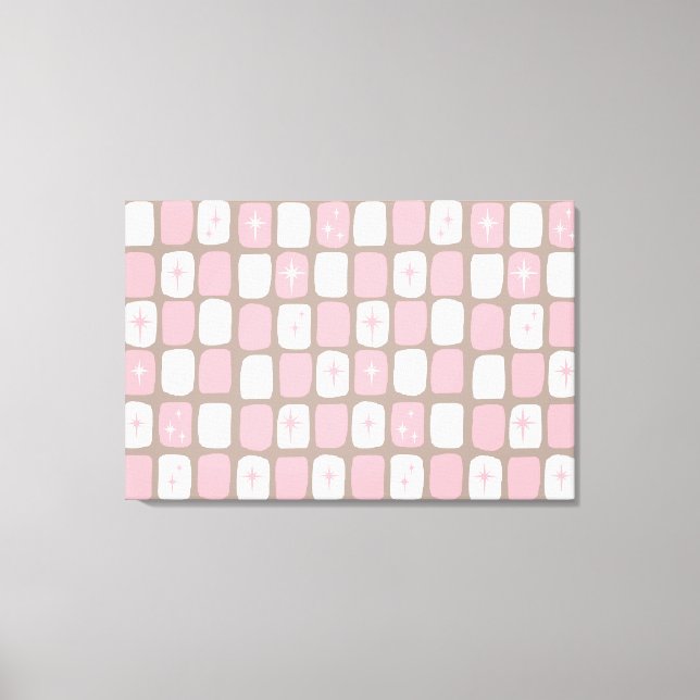 Retro Pink Starbursts Wrapped Canvas Print (Front)