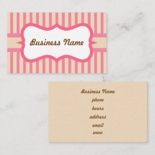 Retro Pink Striped Business Card