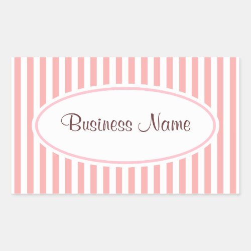 Retro Pink Striped Business Stickers