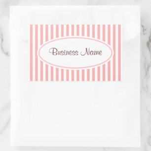 Retro Pink Striped Business Stickers