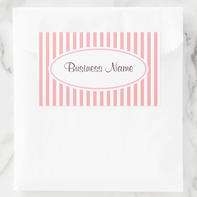 Retro Pink Striped Business Stickers (Bag)