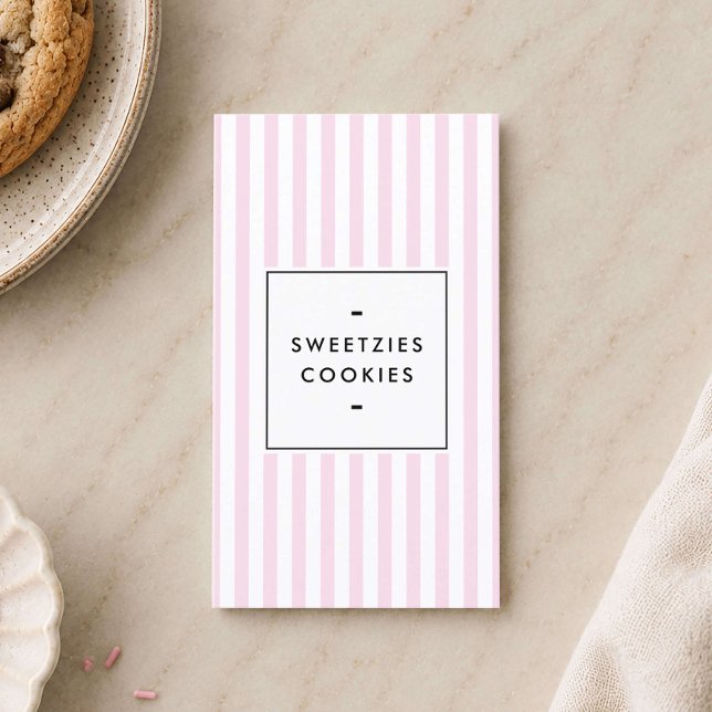 Retro Pink Stripes Cookie Bakery Business Card (Creator Uploaded)