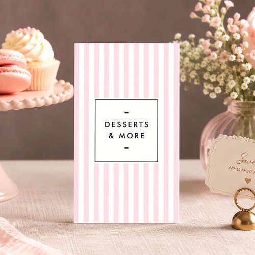 Retro Pink Stripes Dessert Table Stylist Business Card
