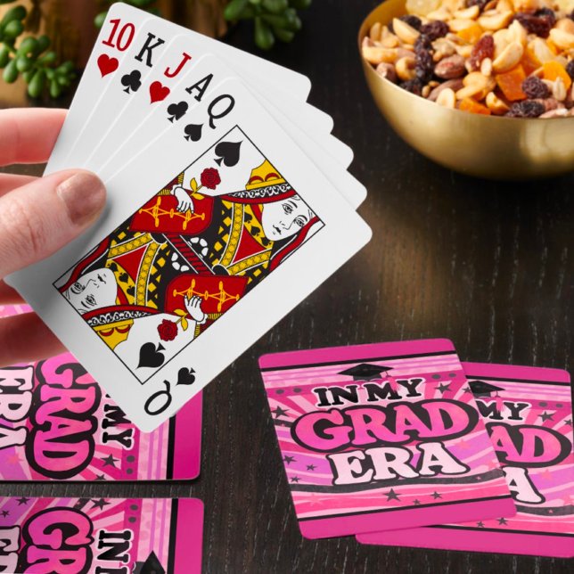 Retro Pink Stylish Fun In My Grad Era Quote Euchre Cards (Creator Uploaded)
