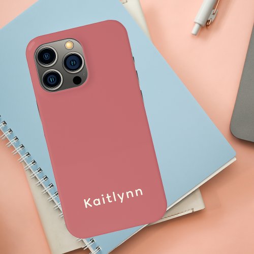 Retro Pink Stylish Simple Minimalist iPhone 15 Pro Max Case