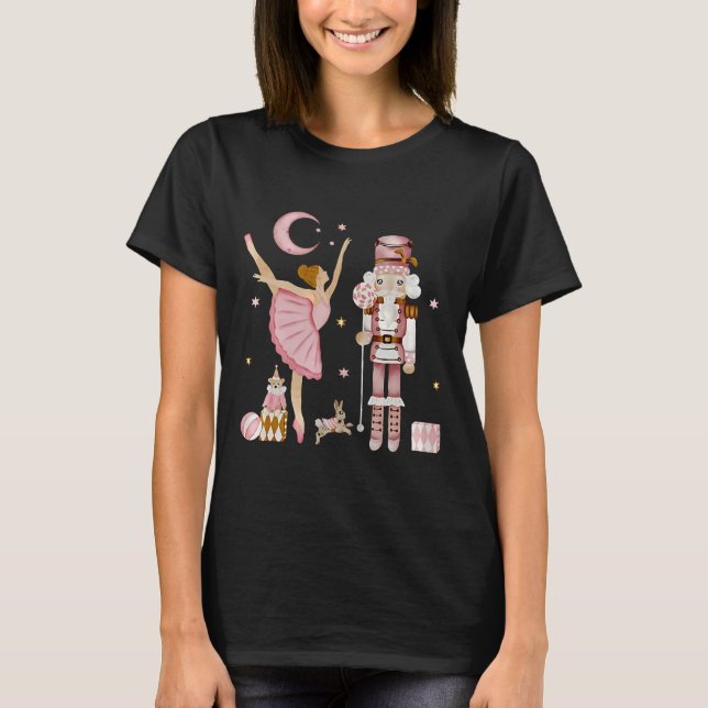 Retro Pink Sugar Plum Fairy Nutcracker Christmas C T-Shirt (Front)