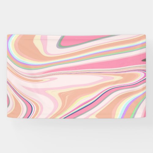 Retro Pink Swirl Liquid Painting Aesthetic Design Banner