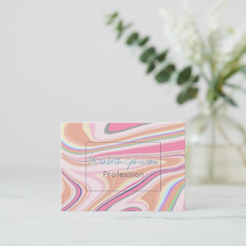 Retro Pink Swirl Liquid Painting Aesthetic Design Business Card