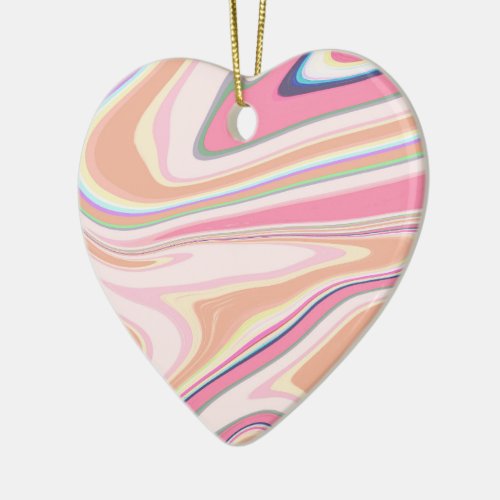 Retro Pink Swirl Liquid Painting Aesthetic Design Ceramic Ornament