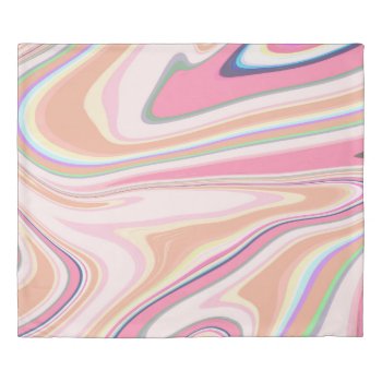 Retro Pink Swirl Liquid Painting Aesthetic Design Duvet Cover by InovArtS at Zazzle