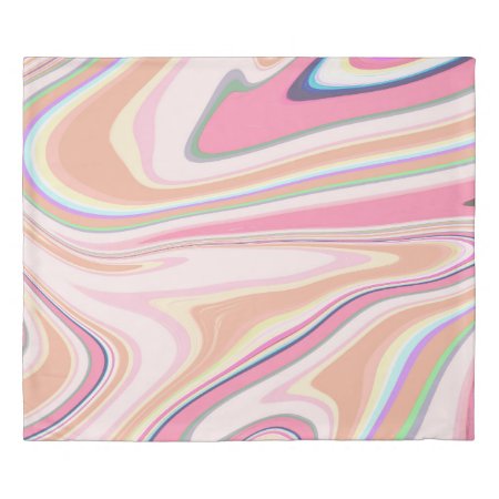 Retro Pink Swirl Liquid Painting Aesthetic Design Duvet Cover