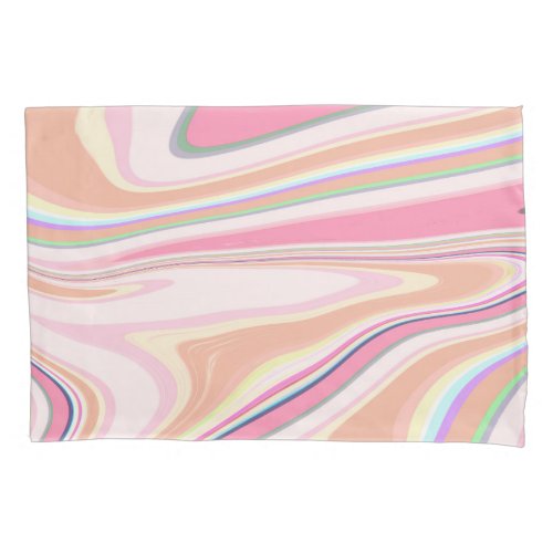 Retro Pink Swirl Liquid Painting Aesthetic Design Pillow Case