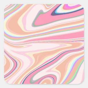 Retro Pink Swirl Liquid Painting Aesthetic Design Square Sticker