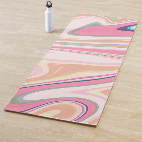 Retro Pink Swirl Liquid Painting Aesthetic Design Yoga Mat