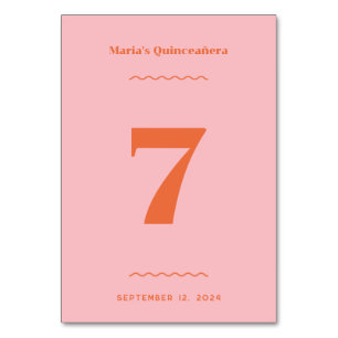 Retro Pink Table Number
