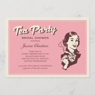 Retro Pink Tea Party Invitations