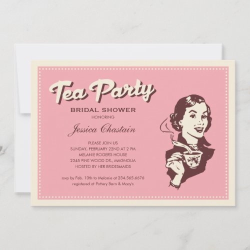 Retro Pink Tea Party Invitations